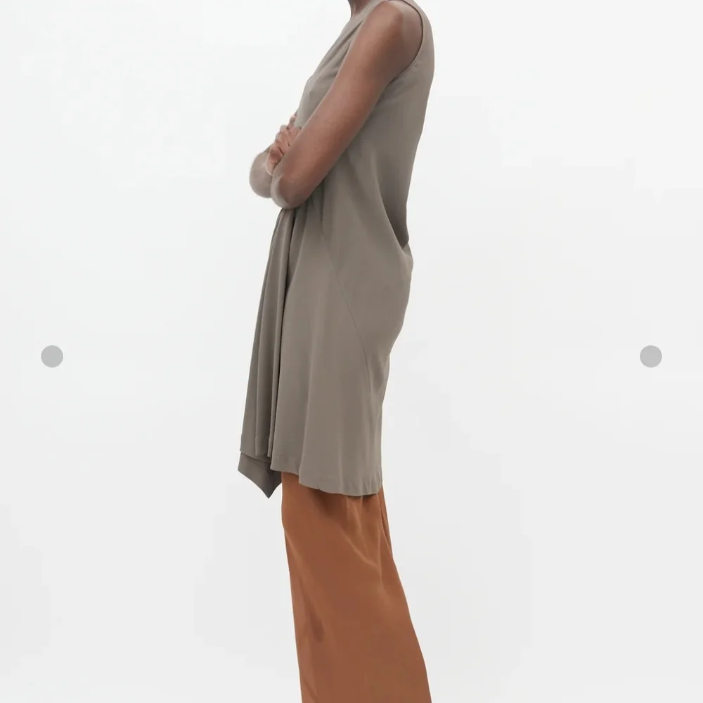 Rick Owens Chic Taupe Sleeveless Draped Dress Flowy Size M/6 - Picture 8 of 11